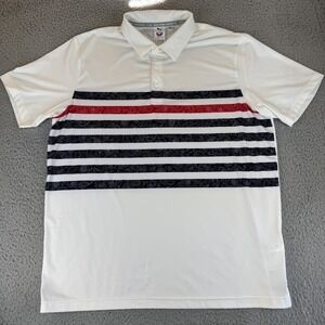 Puma Volition‎ America Polo Shirt Mens Large Paisley Stripe Golf Performance XL